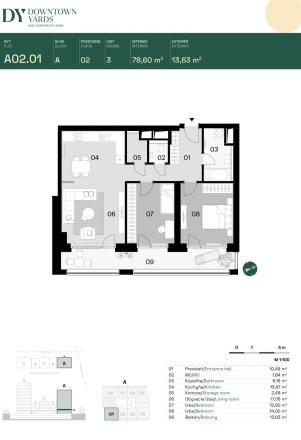 DOWNTOWN YARDS, príjemný 3i byt s veľkým exteriérom, orientovaný do VNÚTROBLOKU v objekte A, NOVOSTAVBA, 92,23m2 - fotografia 17